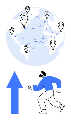 Global networking concept with location points vector image