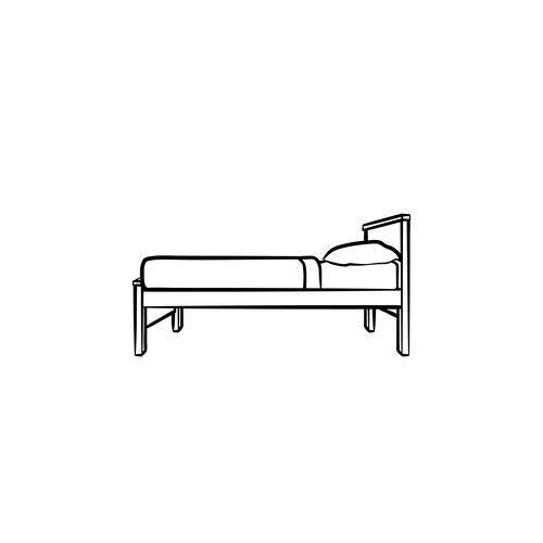 Hand-Drawn Single Bed Outline Vector Image