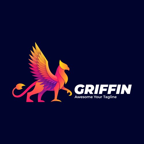 Logo griffin mythology pose gradient colorful Vector Image