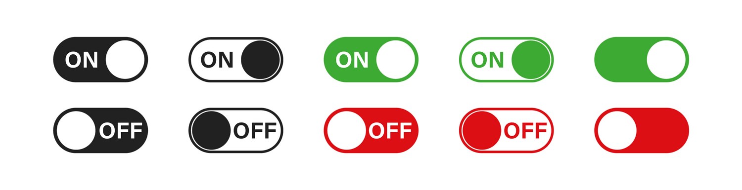 Toggle Switch Icons - On/Off State – Royalty-Free Vector | VectorStock