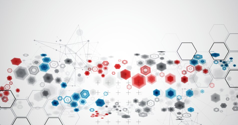 Abstract hexagon background with plexus effect vector image