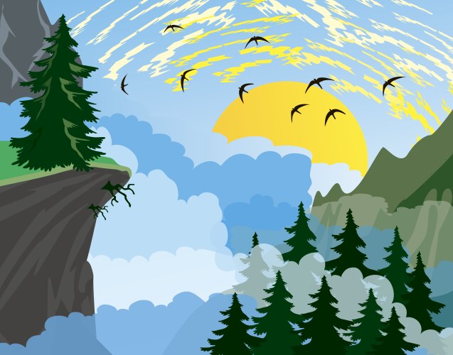 Mountain scene Royalty Free Vector Image - VectorStock