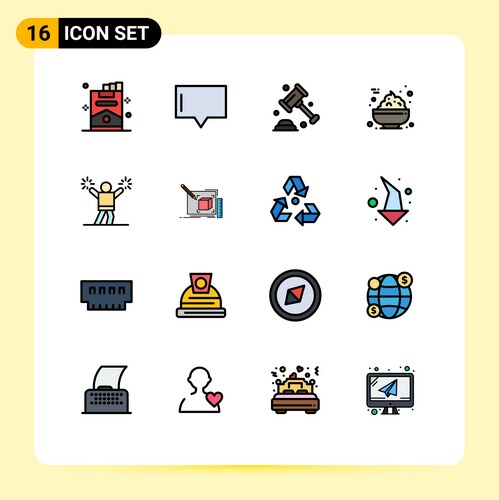 Set 16 flat color filled lines on grid for fan Vector Image