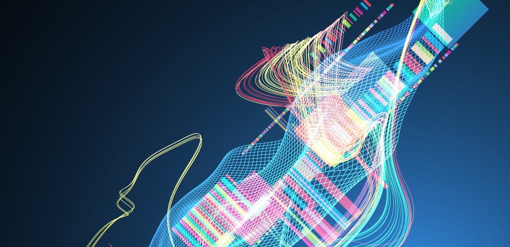 Abstract data waveform background with dynamic vector image