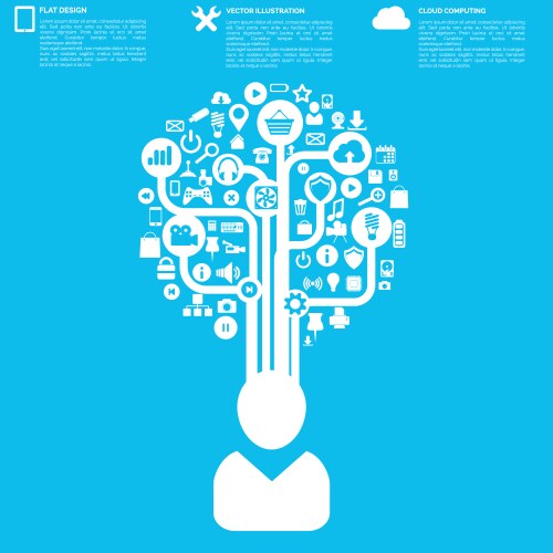 Flat abstract background with web icons interface vector image