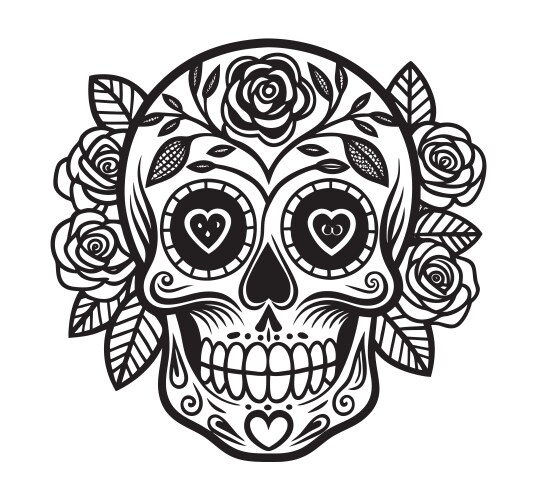 Traditional day of the dead sugar skull silhouette Vector Image