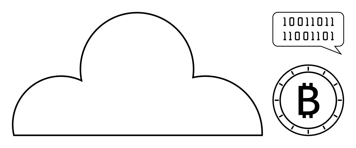 Cloud computing with cryptocurrency and binary vektorbild