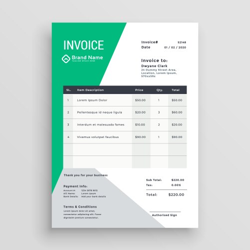 Elegant professional invoice template design Vector Image