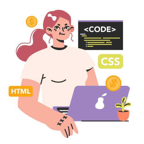 Software developer female programmer coding vector image