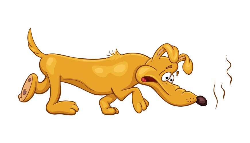 Cartoon of a funny bloodhound dog with disgust Vector Image