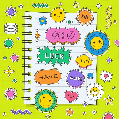 Cute y2k notebook paper page template cool note vector image