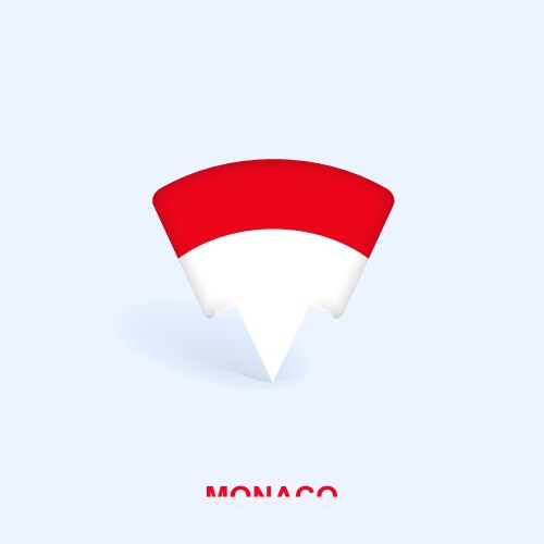 Monaco flag map pointer design with shadow vector image