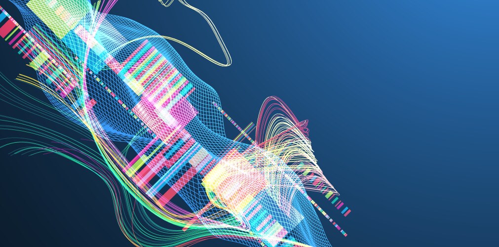 Abstract data waveform background with dynamic vector image