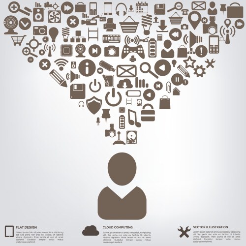 Flat abstract background with web icons interface vektorbild