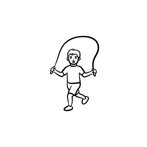 Child Skipping with Rope - Doodle Vector Image