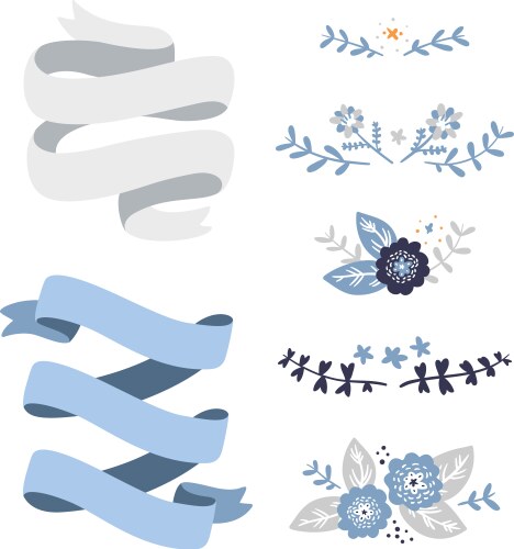 Decorative floral compositions set 2 Royalty Free Vector