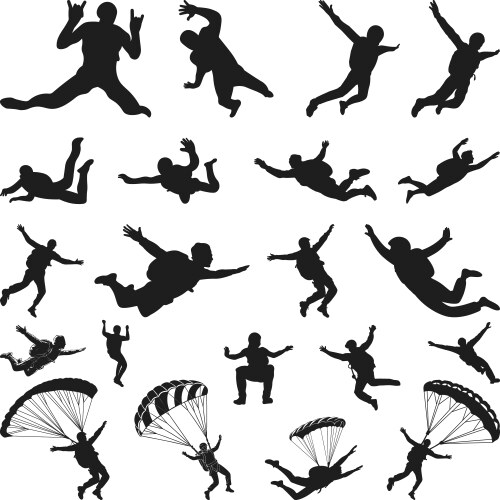 Sky diving svg skydiving sport silhouette Vector Image