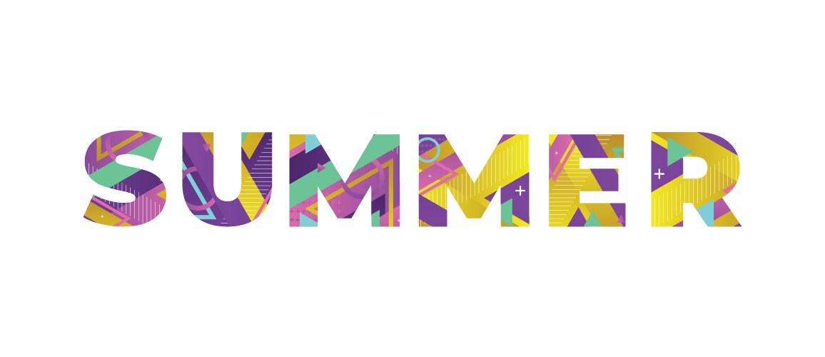 summer concept retro colorful word art vector image