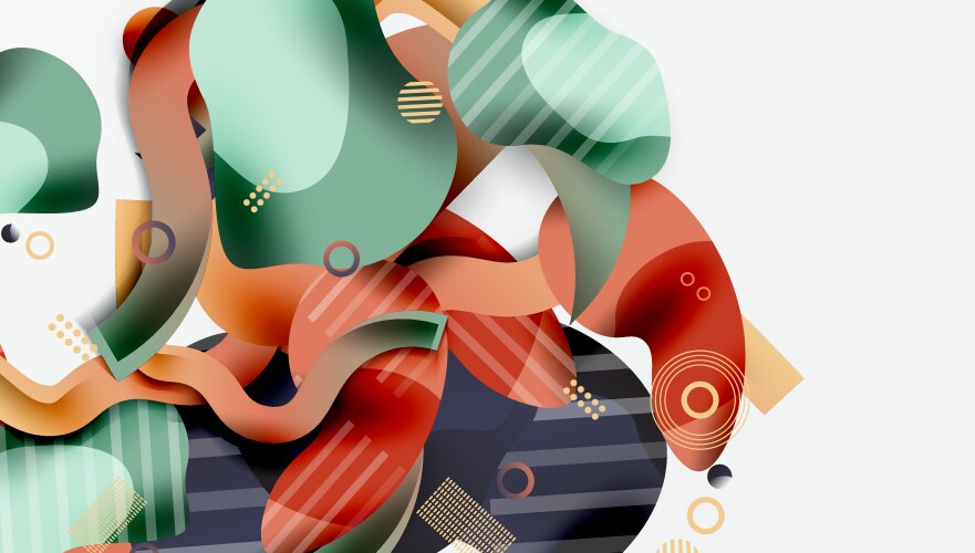 Abstract shapes overlap creating dynamic vector image