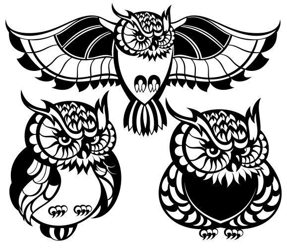 Set of cartoon owls Royalty Free Vector Image - VectorStock