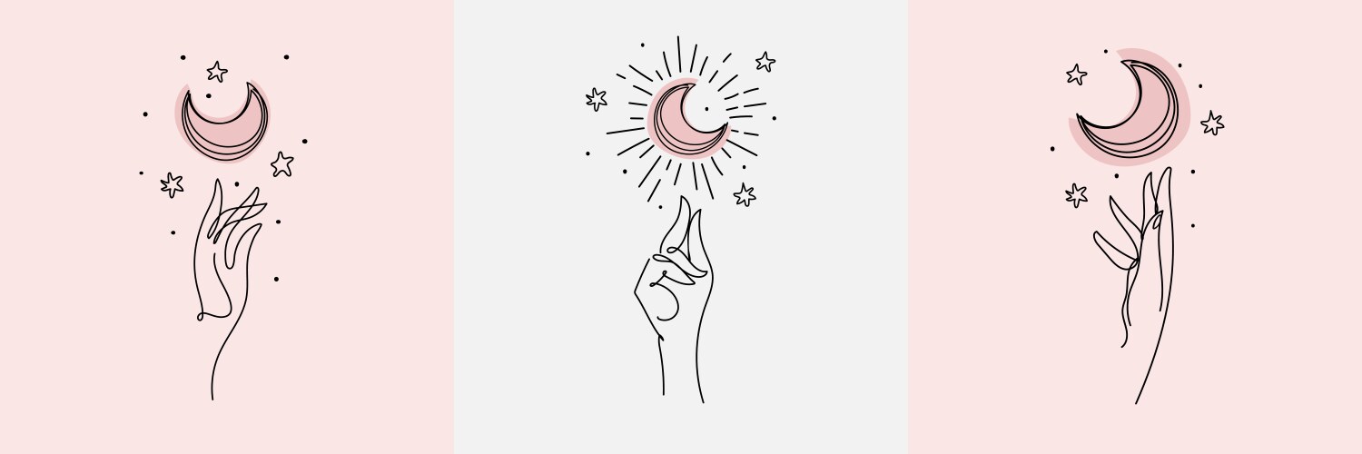 Female Hand & Crescent Moon Icons Vector Image