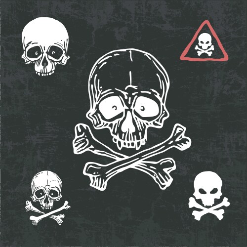 Pirate skull emblem with crossed bones Vector Image