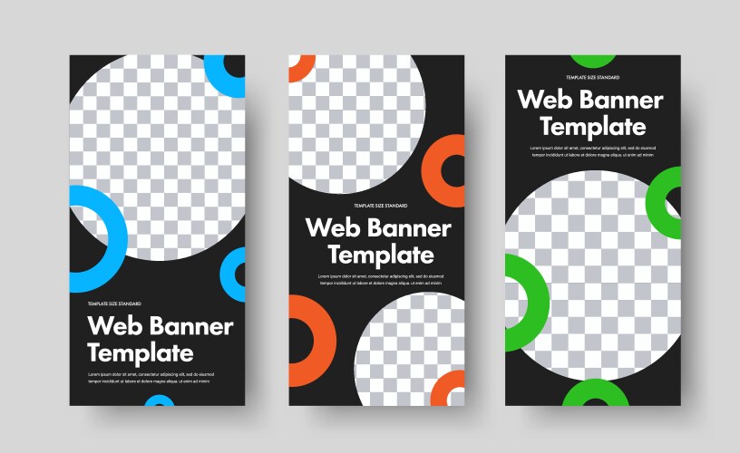 design black vertical web banners with place vector