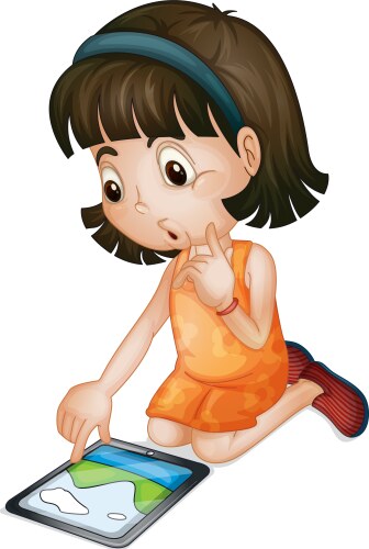 girl using tablet computer vector image