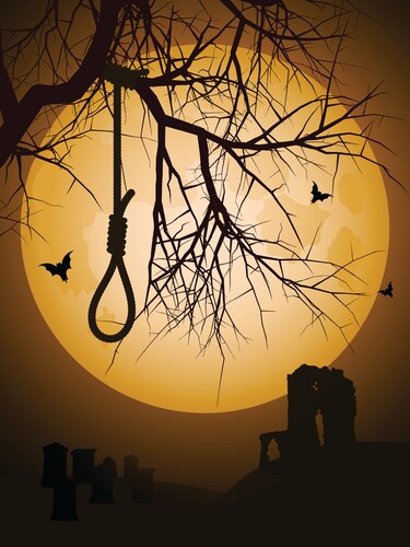 Noose Under Full Moon Vector Image