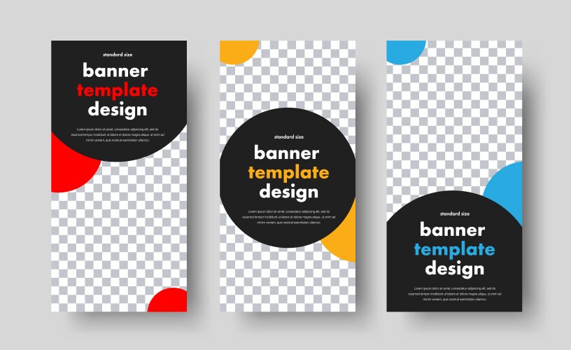 Templates for vertical web banners with a black vector image