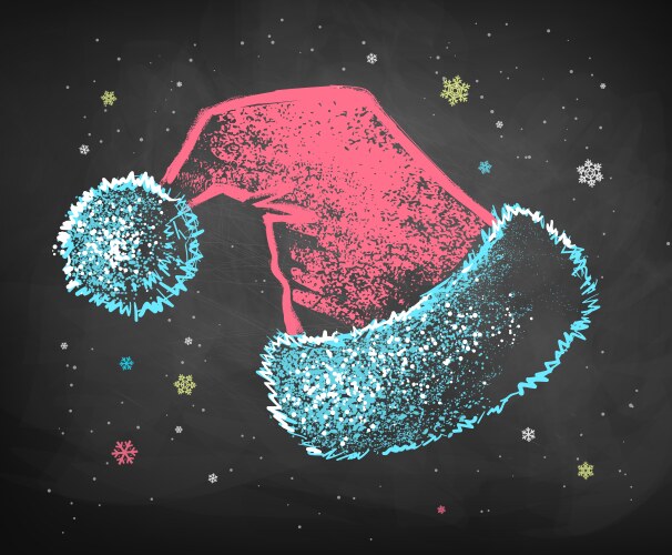 Chalk Santa Hat Sketch Vector Image