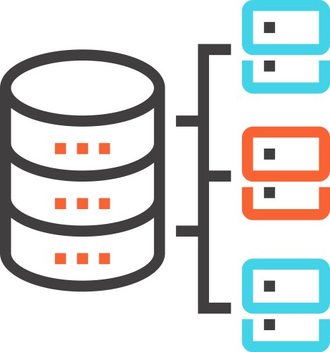 Database architecture flat line web icon concept vector image