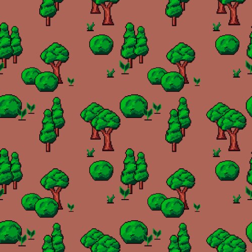 woods or forest in game design pixel pattern vector