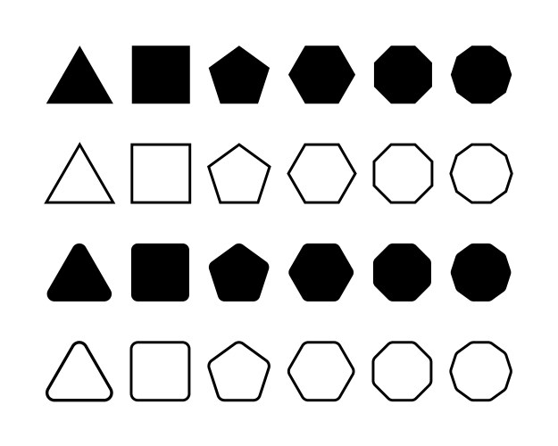 Set of simple geometric forms with sharp vector image