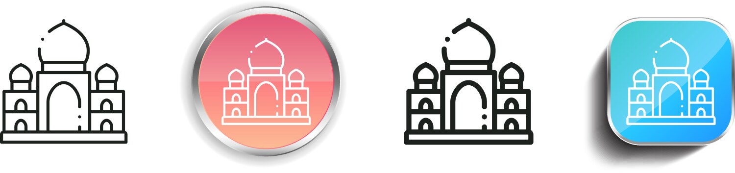 Mahal icon thin linear regular and button style vector image