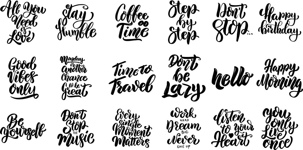 Set hand written lettering motivational quotes vector image