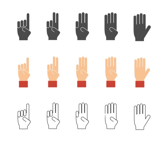 Hand counting signs Royalty Free Vector Image - VectorStock