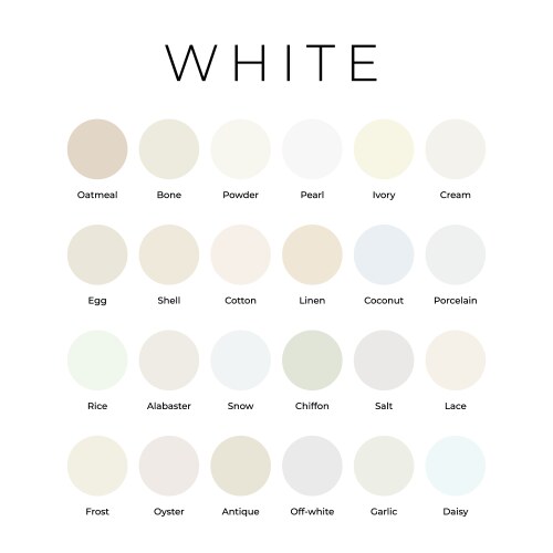 white color shades swatches palette with names vector image