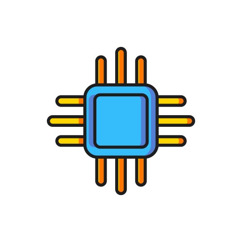 Color computer processor with microcircuits cpu vector image