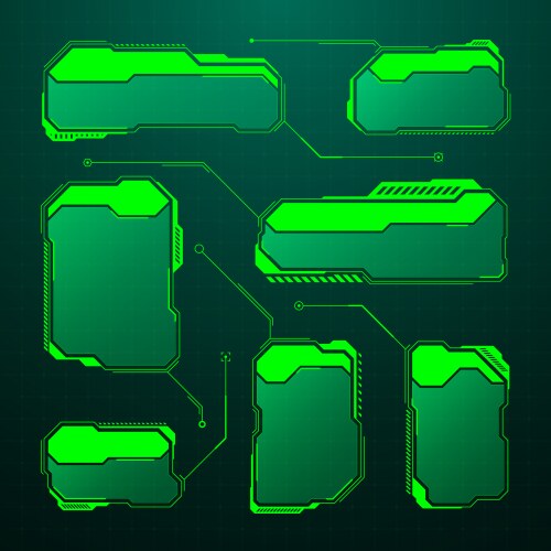 green futuristic hud ui elements sci-fi user vector image