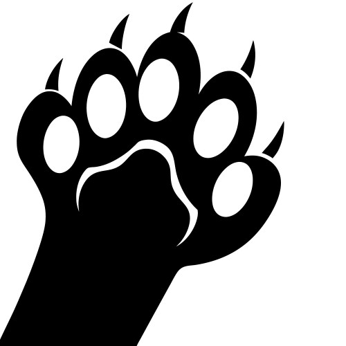 Cat paw print with sharp claws symbolizing feline vector image