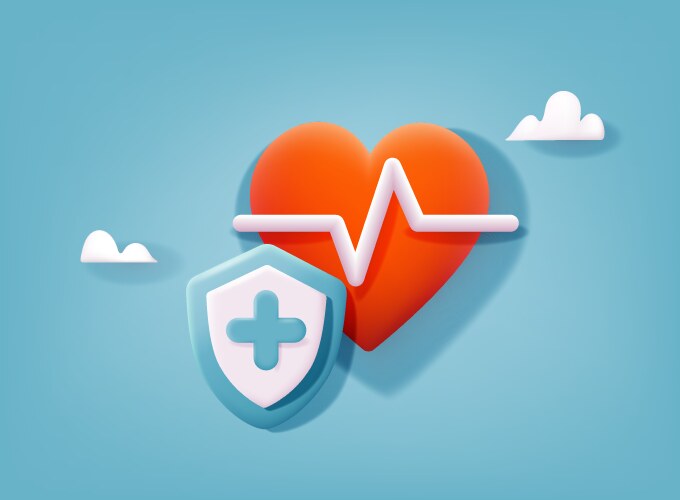 red heart with white pulse line vector image