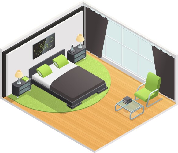 Isometric bedroom Royalty Free Vector Image - VectorStock