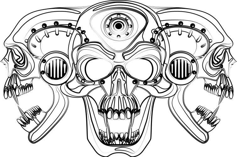 Tattoo cyberpunk vampire skull Vector Image