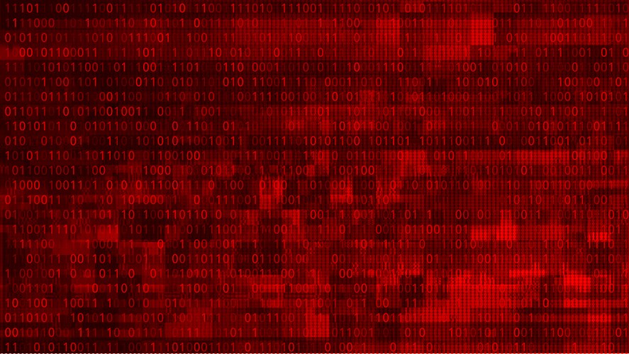 Abstract red background with binary code malware vector image