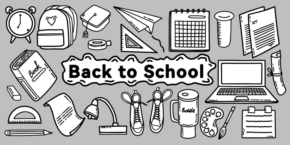 Back to school doodle set with educational Vector Image