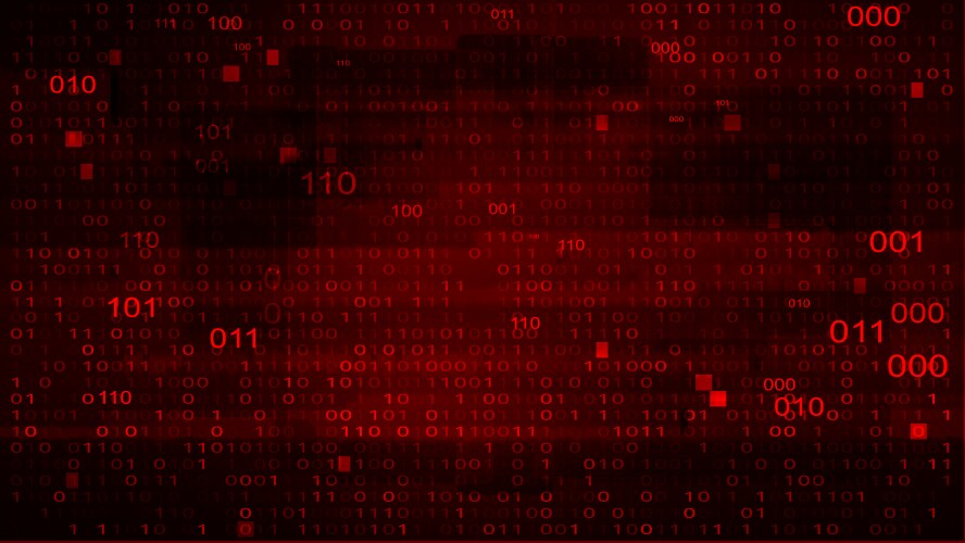 Abstract red background with binary code malware vector image