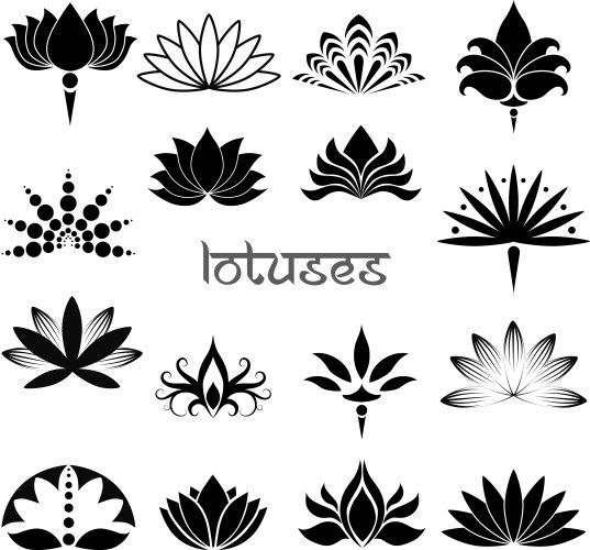 Lotuses icons set Vector Image
