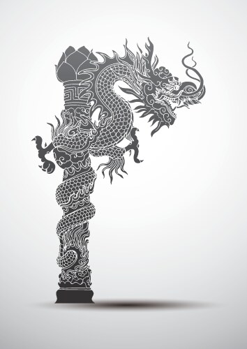 Chinese dragon black color isolated on a white Vector Image