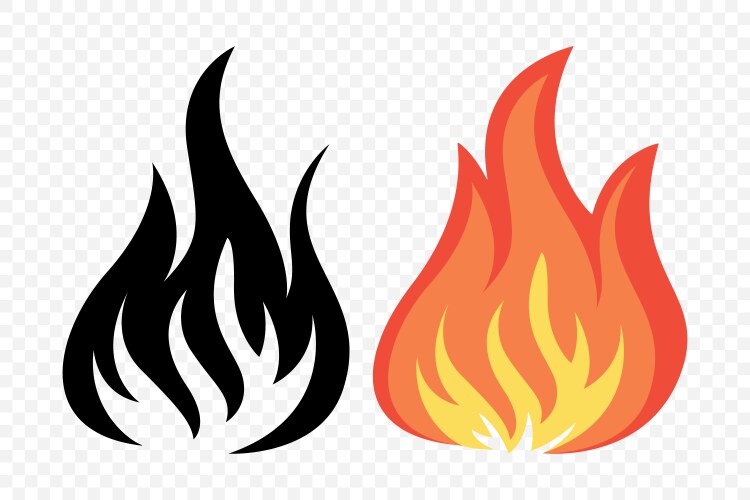 Flat fire flame icon set campfire shape Royalty Free Vector